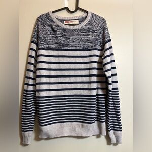 Levi's Men's Navy & Light Gray Striped Crewneck Sweater